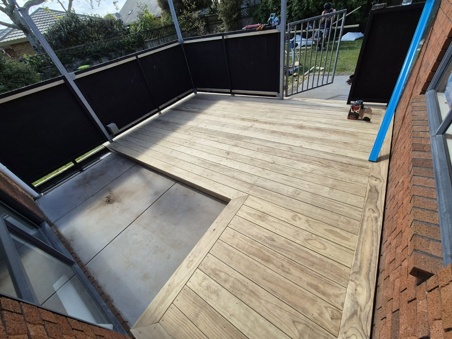 Timber deck with privacy screening
