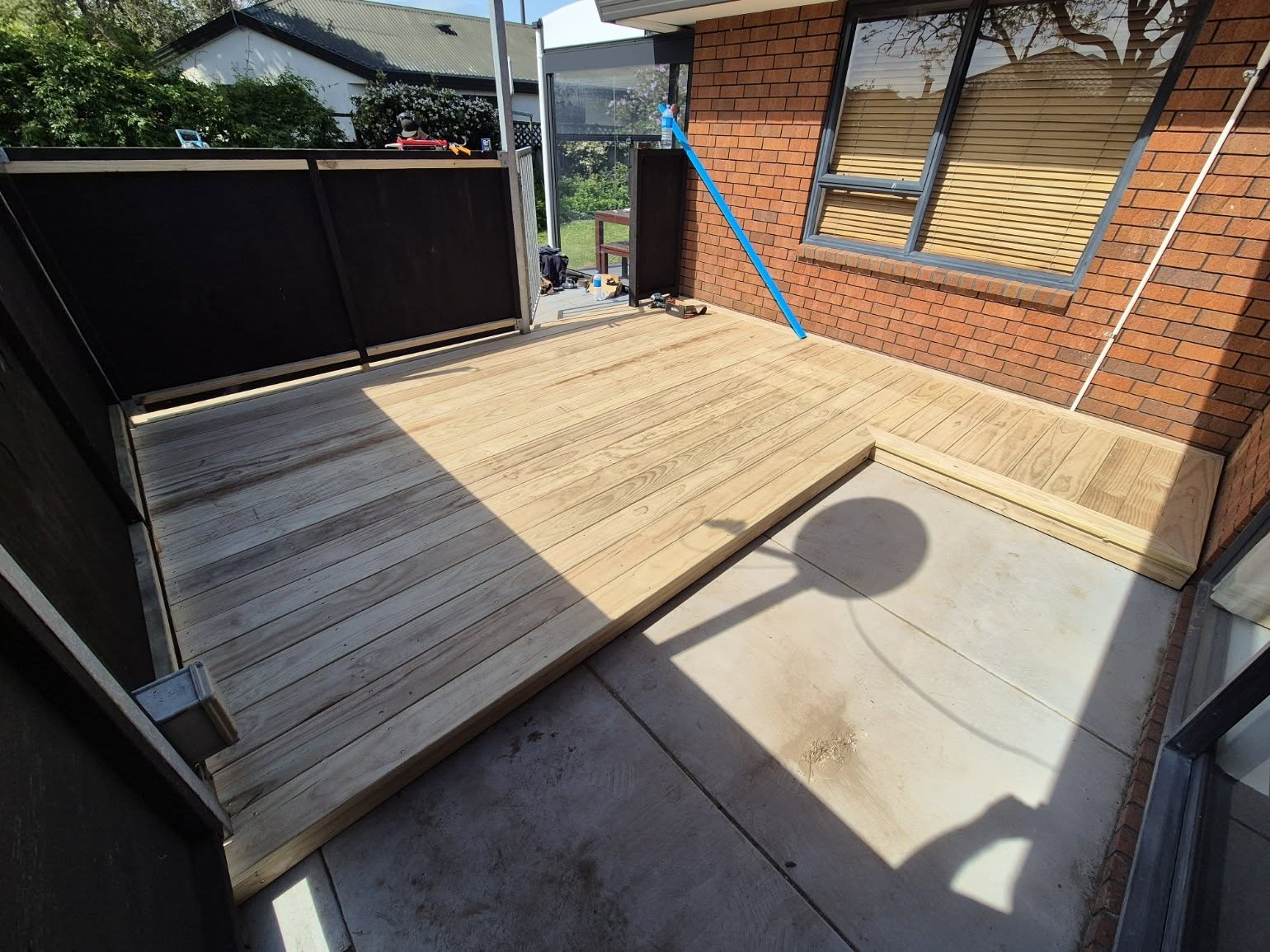 New timber deck build off brick home